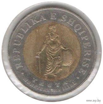 Республика Албания. 100 леков (лек) 2000. Тевта Королева (Царица) племени ардиеев в Иллирии. Биметалл. Холдер.