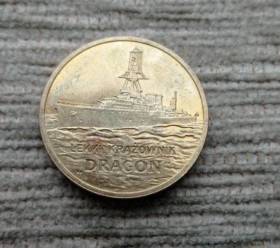 Werty71 Польша 2 злотых 2012 Польские суда Легкий крейсер Дракон Корабль