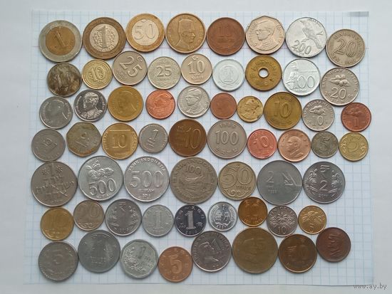 Монеты Азия , 61 штука , без повторов .