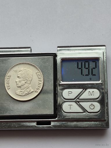 20 сентаво 1953 года. Колумбия, Республика Колумбия (1911 - 1989). Серебро 300. Монета не чищена. H45608.