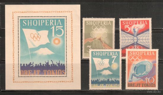 Албания-1964,(Мих.823-826,Бл.22)  * ,  Спорт, ОИ-1964 в Токио ,  (полная серия),