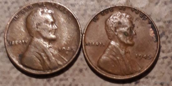 1 цент 1945 P или S США Пшеничный пенни