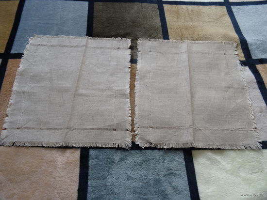 Салфетка, ручная работа , лен, 2 штуки, 27*29 см