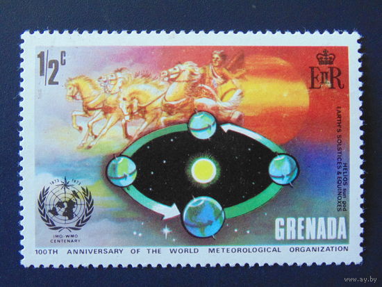 Гренада 1973 г. 100 лет Всемирной Метеорологической Организации.