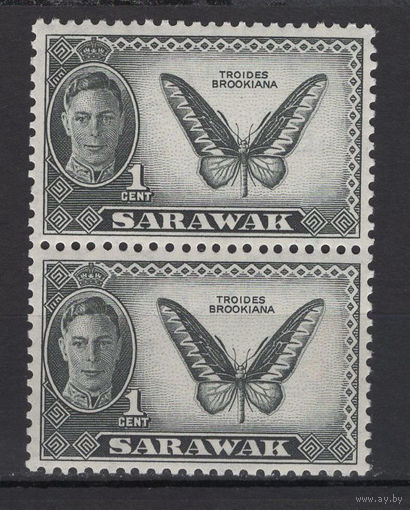 Саравак /Sarawak 1950** Бабочка Георг VI сцепка SG#171