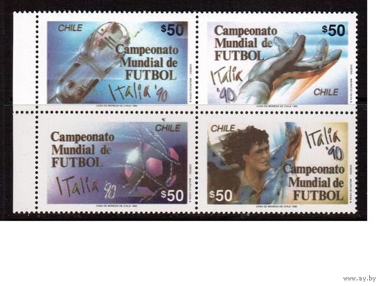 Чили-1990,(Мих.1341-1344) ** , Спорт, ЧМ по футболу