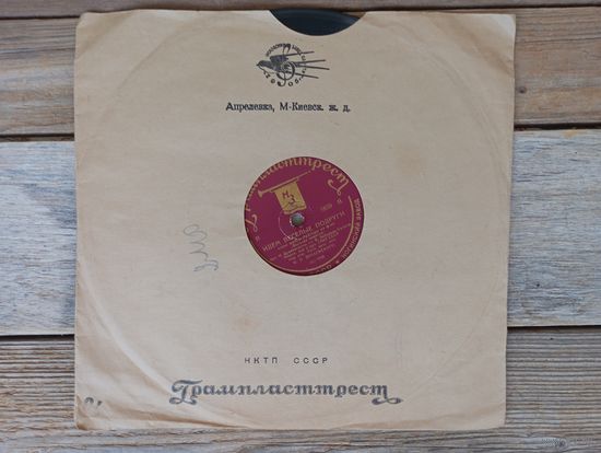 Пластинка патефонная довоенная - Муж. и женск. хор, оркестр ГАБТ СССР п/у И.О. Дунаевского - Ой, вы кони стальные. Идем веселые подруги - Ногинский з-д