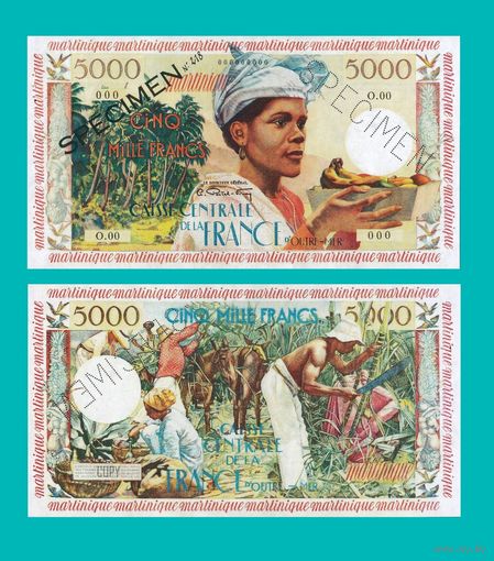 [КОПИЯ] Мартиника 5000 франков 1960 г. Образец.
