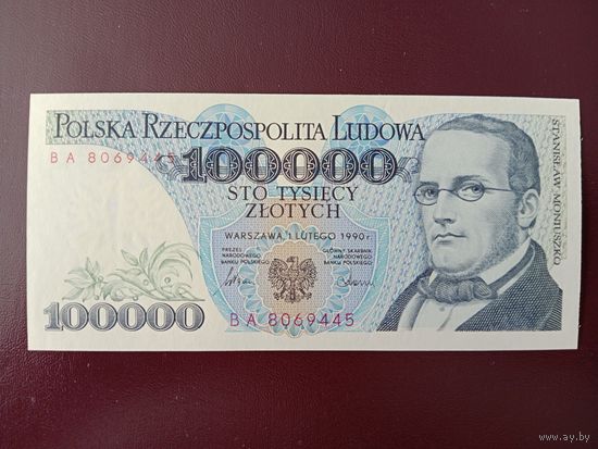 Польша 100000 злотых 1990 UNC