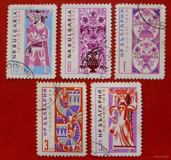 Болгария. Весна. ( 5 марок ) 1966 года.
