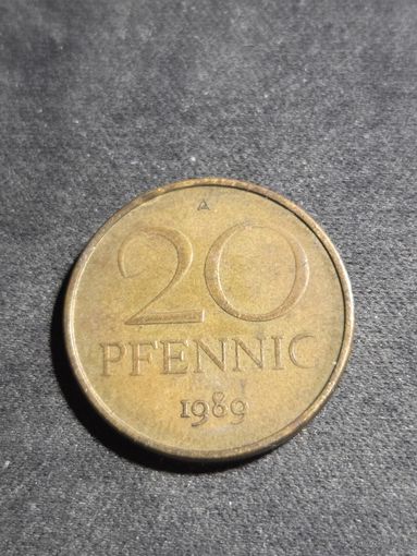 ГДР 20 пфеннигов 1989 ( 1 предложение на АУ )