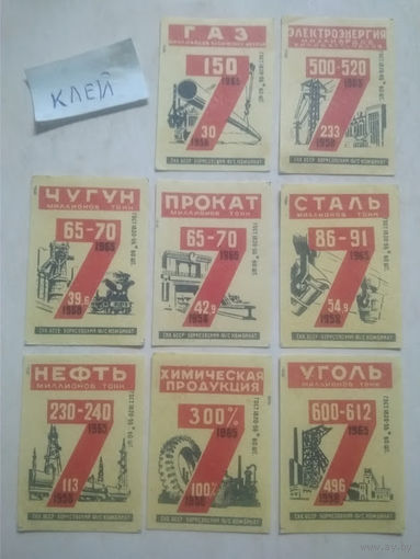 Спичечные этикетки ф.Борисов. Планы семилетки 1958-1965. 1958 год