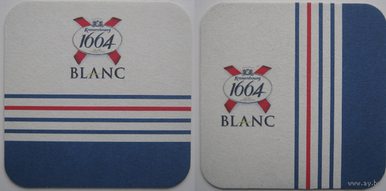 Подставка под пиво  "Kronenbourg 1664 Blanc " .