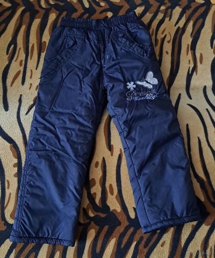 Штаны синие утепленные на байке на 4-5лет (р.104-110), б.у