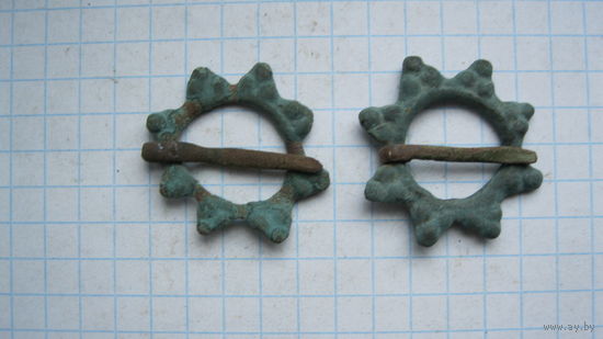Застежки древние. Пара. Бронза, литье.