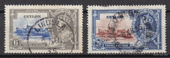 87.BrK. Великобритания. Колонии. Цейлон. Серебряный юбилей. Георг V. 1935 г. 6c, 20c. Mi.##212/214.