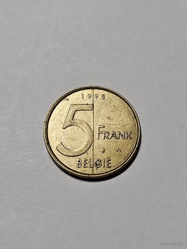 Монета 5 франков Бельгия 1998 г.