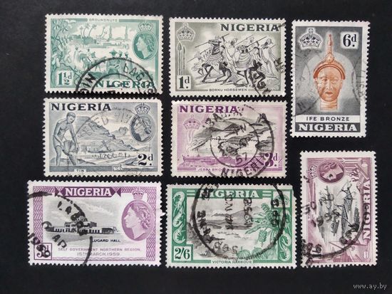 Великобритания. Нигерия\1033\ 1953 год Елизавета II . мост.штемпель LAGOS