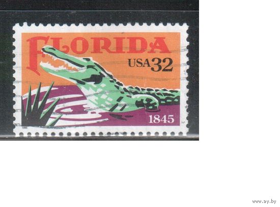 США-1995, (Мих.2545) , гаш. , Штат Флорида, Крокодил (одиночка)