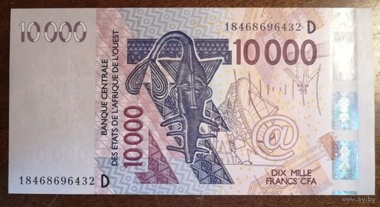 Мали, Банк западной Африки, 10000 франков 2003 г., отметка "D",  P:318b