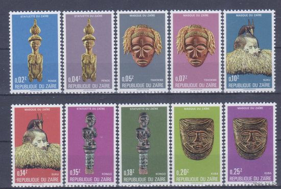 [1963] Заир 1977. Культура Африки.Маски и статуэтки. СЕРИЯ MNH. Кат.6,4 е.
