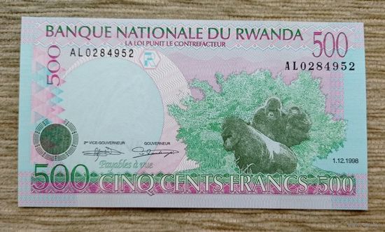 Werty71 Руанда 500 франков 1998 UNC банкнота