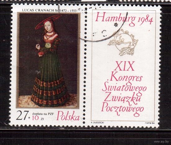 Польша-1984, (Мих.2912) гаш.,   Искусство, Живопись,
