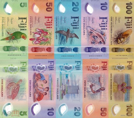 Фиджи комплект 5,10,20,50,100 долларов 2026 года. Типы Р-125-129. Состояние UNC!