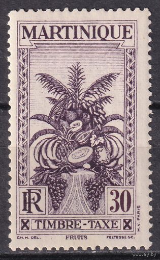51.FrK. Франция. Колонии. Мартиника. Доплатные марки. Фрукты. 1933 г. 30C.  Mi.#16.