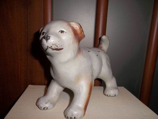 Копилка очень старая . Собака . Алабай . Папье-маше или опилки?