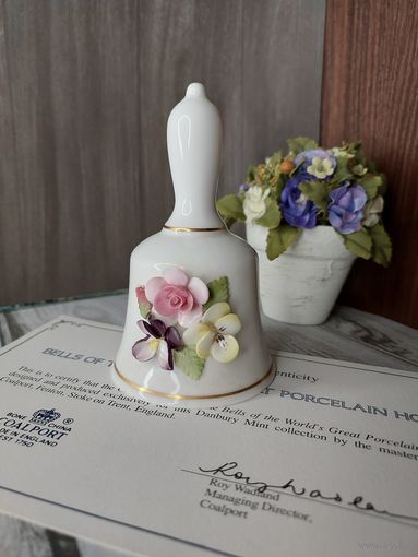 Коллекционный фарфоровый колокольчик Coalport с сертификатом соответствия и клеймом