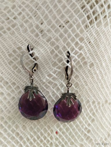 Серьги аметистовый Лист, СССР