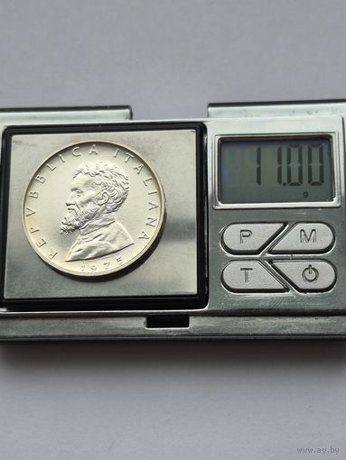 500 лир Италия 1975 года, 500 лет со дня рождения Микеланджело Буонарроти. Итальянская Республика (1946 - 2001). Серебро 835. Монета не чищена. L45569.