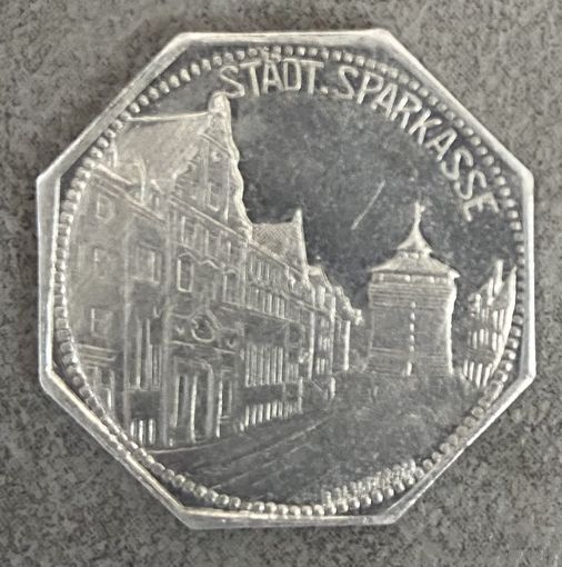 Германия Нюрнберг нотгельд 20 пфеннигов 1919 год. Городская сберкасса . трамвайный жетон