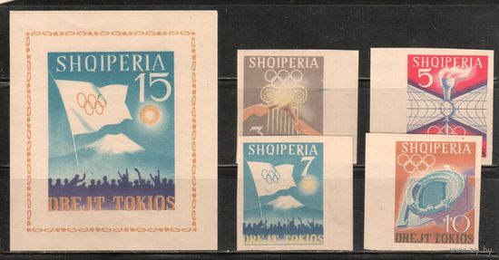 Албания-1964,(Мих.828-831,Бл.23)  * ,  Спорт, ОИ-1964 в Токио , БЗЦ (полная серия),