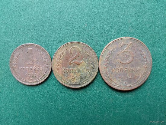 Сборка меди 1924 г. 1 , 2 , 3 копейки.