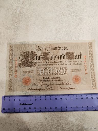 1000 марок 1910 г. Германия. СМОТРИТЕ ДР. МОИ ЛОТЫ. Большая распродажа!