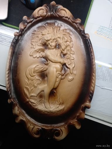 Настенный барельеф панно БССР 1982 г. Ангел с урожаем