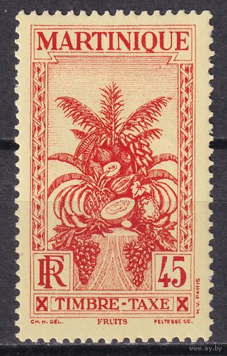 52.FrK. Франция. Колонии. Мартиника. Доплатные марки. Фрукты. 1933 г. 45C.  Mi.#17.