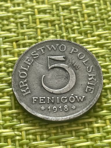 Польша 5 пфенниг fenigow 1918 г