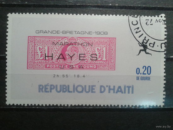 Гаити, 1969. Спорт, надпечатка победитель марафона 1908г.