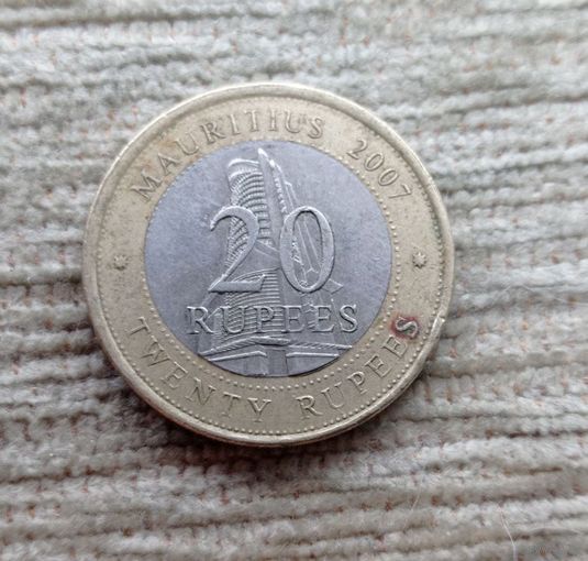 Werty71 Маврикий 20 рупий 2007 40 лет Банку Маврикия