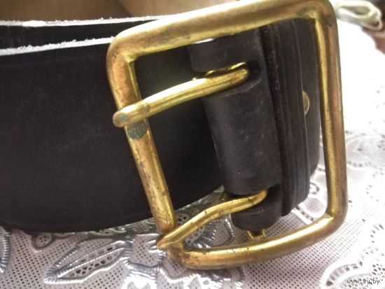 Ремень офицерский кожаный чёрный ВМФ , морской пехоты.