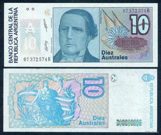 Аргентина 10 аустралей 1985 - 1990 год, UNC