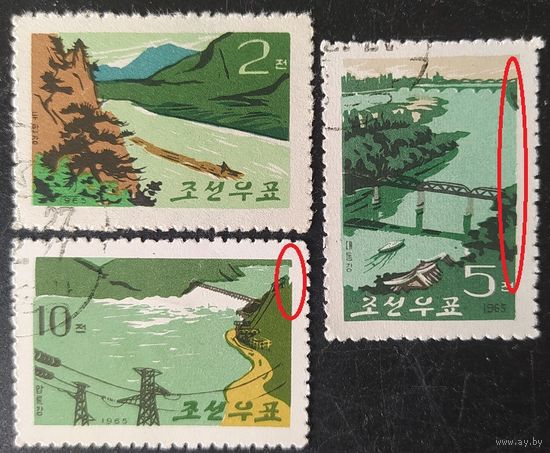 КНДР 1965 , природа, сдвиг черного цвета в право на 5, сдвиг зеленого цвета в право на 10.