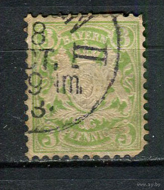Королевство Бавария в составе Германской империи - 1881 - Герб 3Pf - [Mi.47] - 1 марка. Гашеная.  (Лот 17HF)-T41P9