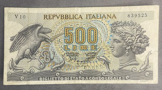 Банкнота Италия 500 лир 1966 год.