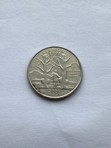 25 центов 2001 г. Вермонт, США