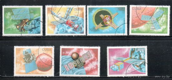Куба-1988,(Мих.3173-3179) гаш.,  Космос (полная серия)