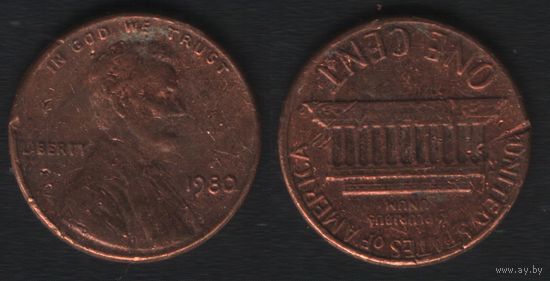 США km201 1 цент 1980 год (-) (_3 ТОРГ ЛЮБОЙ